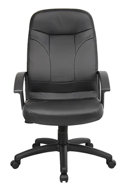 Boss Office Products High-Back Ergonomic Leather Manager's Chair, Black