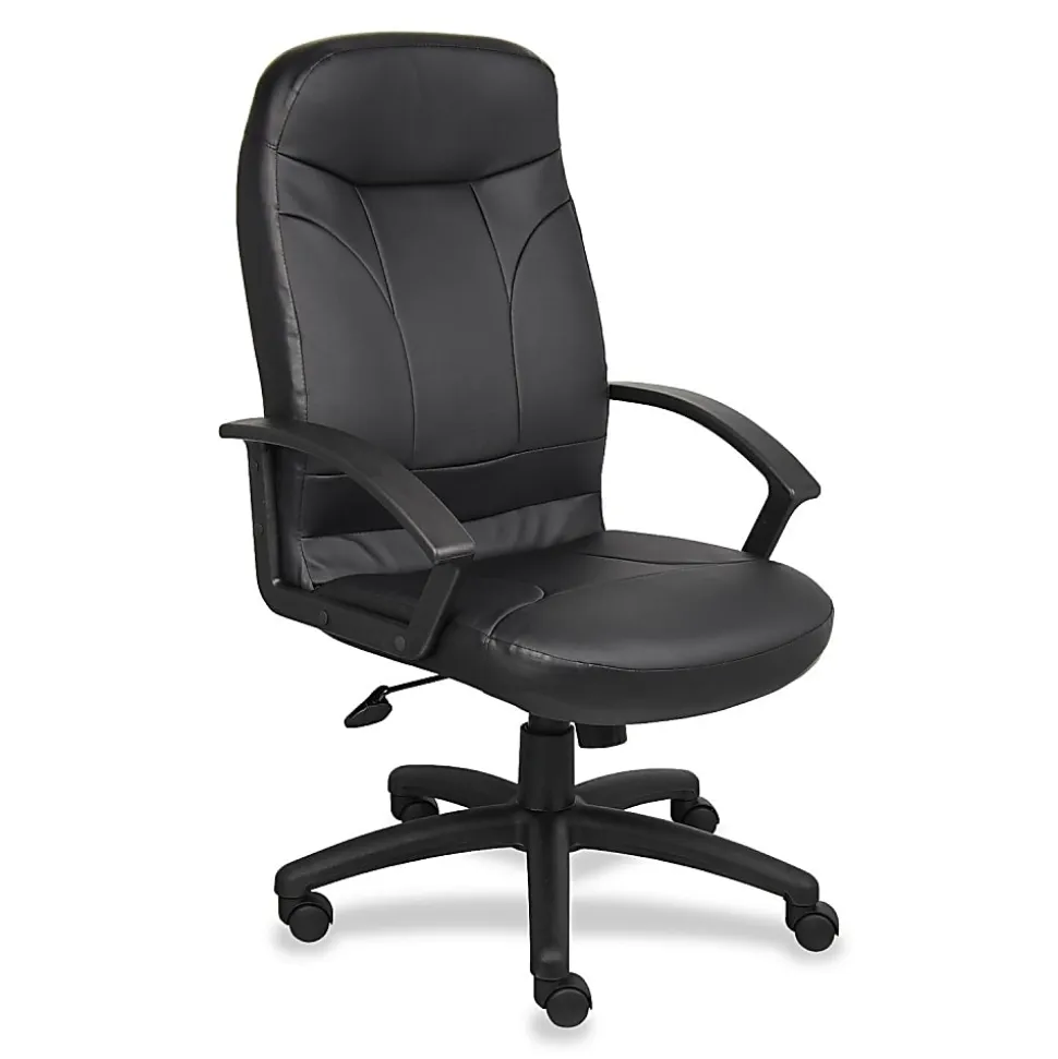Boss Office Products High-Back Ergonomic Leather Manager's Chair, Black