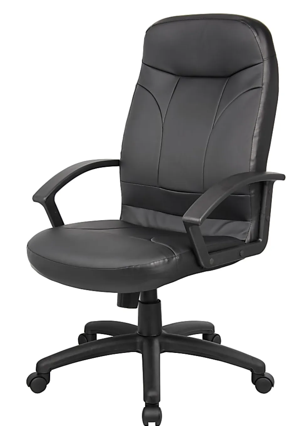 Boss Office Products High-Back Ergonomic Leather Manager's Chair, Black