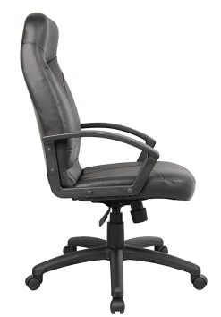 Boss Office Products High-Back Ergonomic Leather Manager's Chair, Black