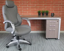 Boss Office Products Hinged Arm Ergonomic High-Back Chair, Gray