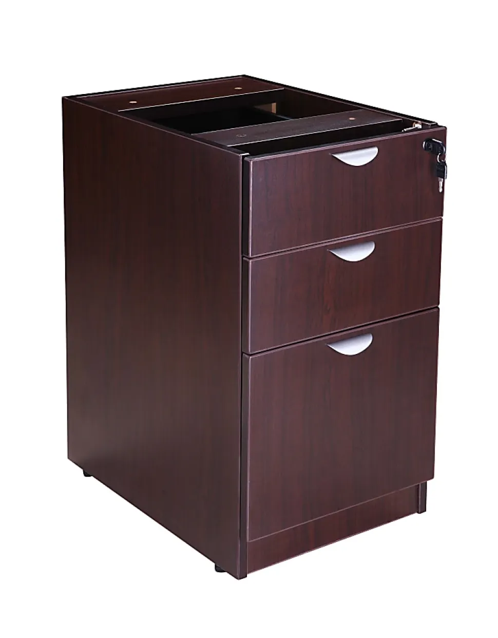Boss Office Products Holland Series 71"W Executive L-Shaped Corner Desk With 2 File Storage Pedestals, Mocha