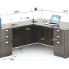 Boss Office Products Holland Series 71"W Executive L-Shaped Corner Desk With 2 File Storage Pedestals, Mahogany