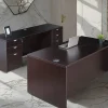 Boss Office Products Holland Suite Desk And Credenza With Dual File Storage Pedestals, Mocha