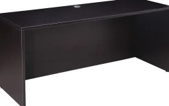 Boss Office Products Holland Suite Desk And Credenza With Dual File Storage Pedestals, Mocha