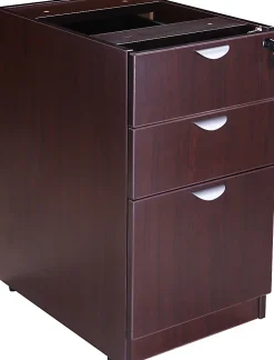 Boss Office Products Holland Suite Desk And Credenza With Dual File Storage Pedestals, Mocha