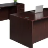 Boss Office Products Holland Suite Desk And Credenza With Dual File Storage Pedestals, Mahogany