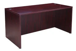 Boss Office Products Holland Suite Desk And Credenza With Dual File Storage Pedestals, Mahogany