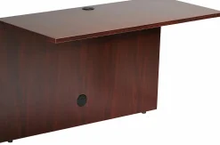 Boss Office Products Holland Series Executive U-Shaped Desk With File Storage Pedestal And Hutch, Mahogany