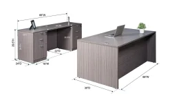 Boss Office Products Holland Suite Desk And Credenza With Dual File Storage Pedestals, Driftwood
