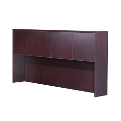 Boss Office Products Holland Series Executive U-Shape Desk With File Storage, Pedestal And Hutch, Mahogany