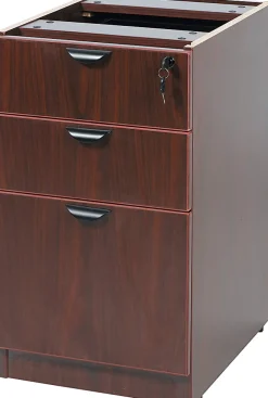 Boss Office Products Holland Series Executive U-Shape Desk With File Storage, Pedestal And Hutch, Mahogany