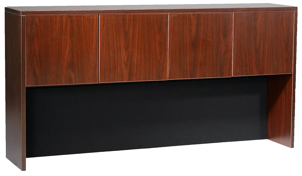 Boss Office Products Holland Series Executive U-Shape Desk With File Storage, Pedestal And Hutch, Mahogany