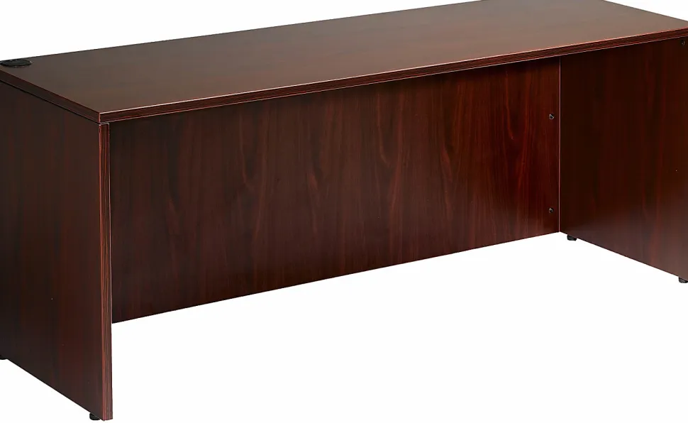 Boss Office Products Holland Series Executive U-Shape Desk With File Storage, Pedestal And Hutch, Mahogany