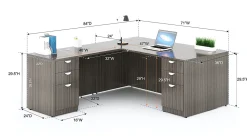 Boss Office Products Holland Series 71"W Executive L-Shaped Corner Desk With 2 File Storage Pedestals, Driftwood