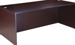 Boss Office Products Holland Series Executive U-Shape Desk With File Storage, Pedestal And Hutch, Mocha