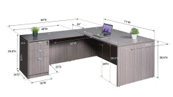 Boss Office Products Holland Series 71"W Executive L-Shaped Corner Desk With File Storage Pedestal, Mocha