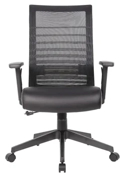 Boss Office Products Horizontal Ergonomic Mesh Mid-Back Office Task Chair With Antimicrobial Seat, Black