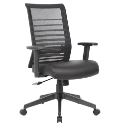 Boss Office Products Horizontal Ergonomic Mesh Mid-Back Office Task Chair With Antimicrobial Seat, Black