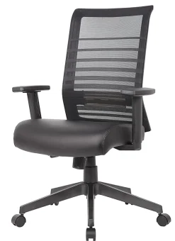 Boss Office Products Horizontal Ergonomic Mesh Mid-Back Office Task Chair With Antimicrobial Seat, Black