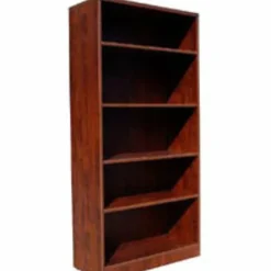 Boss Office Products 66”H 5-Shelf Bookcase, Mahogany