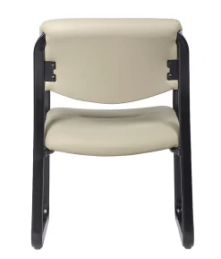 Boss Office Products Leather Mid-Back Guest Chair, Beige