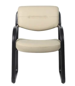 Boss Office Products Leather Mid-Back Guest Chair, Beige