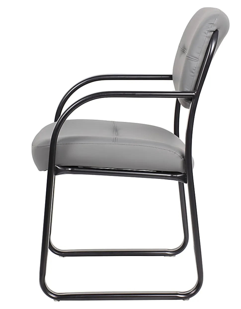 Boss Office Products Leather Mid-Back Guest Chair, Gray