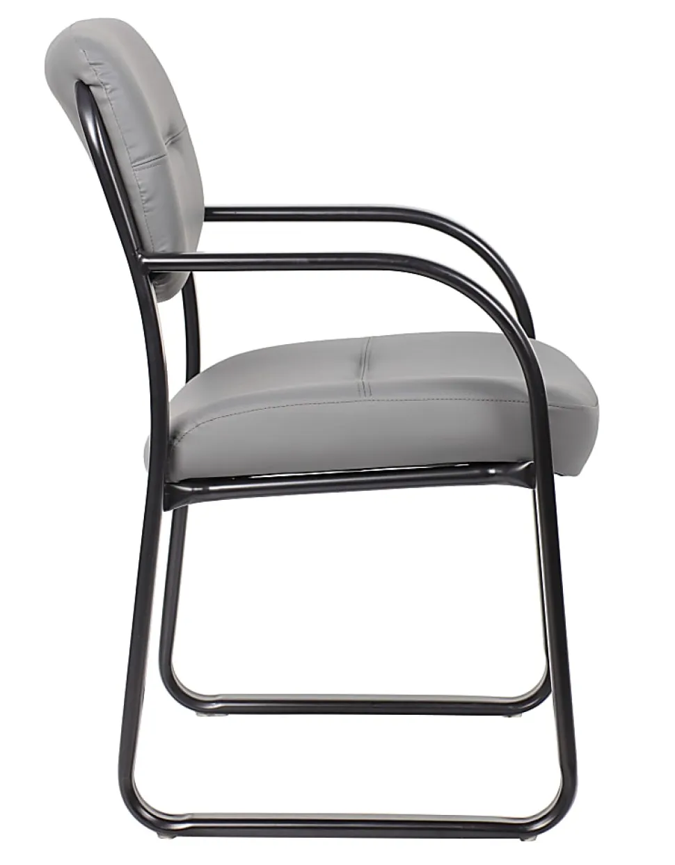 Boss Office Products Leather Mid-Back Guest Chair, Gray