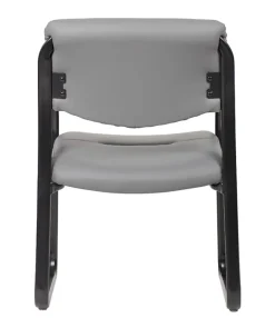 Boss Office Products Leather Mid-Back Guest Chair, Gray