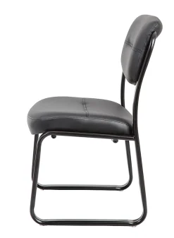 Boss Office Products LeatherPlusâ„¢ Bonded Leather Guest Chair, Black