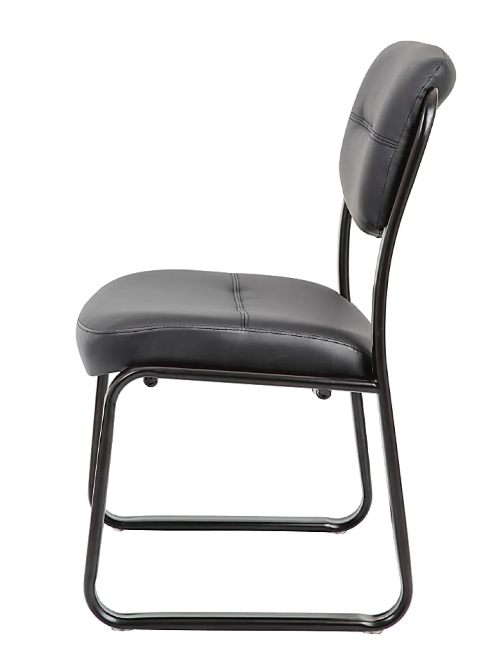 Boss Office Products LeatherPlus™ Bonded Leather Guest Chair, Black