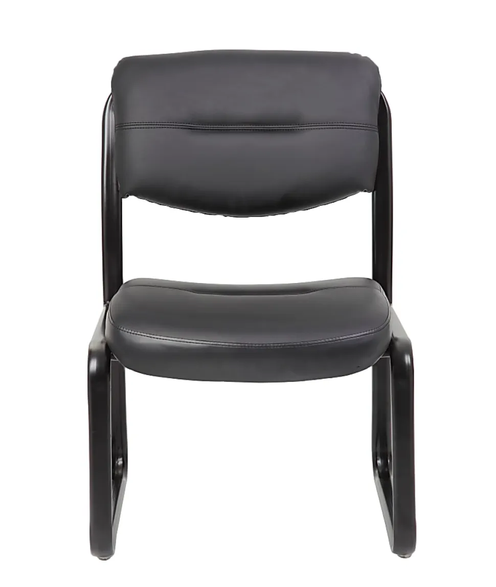Boss Office Products LeatherPlus™ Bonded Leather Guest Chair, Black
