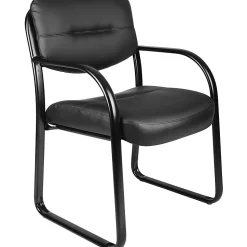 Boss Office Products LeatherPlus™ Bonded Leather Guest Chair, Black