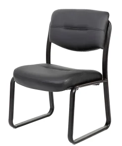 Boss Office Products LeatherPlus™ Bonded Leather Guest Chair, Black