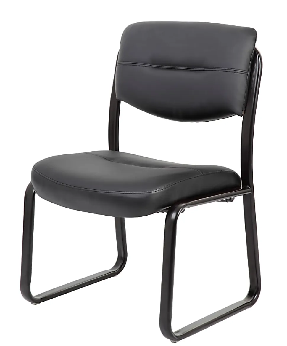 Boss Office Products LeatherPlus™ Bonded Leather Guest Chair, Black