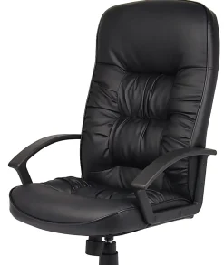 Boss Office Products LeatherPlus High-Back Executive Chair, Black