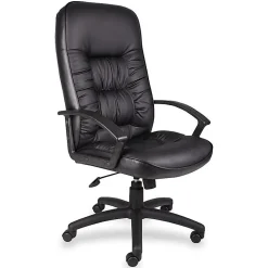 Boss Office Products LeatherPlus High-Back Executive Chair, Black