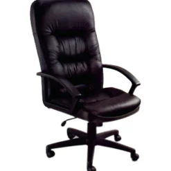 Boss Office Products LeatherPlus High-Back Executive Chair, Black