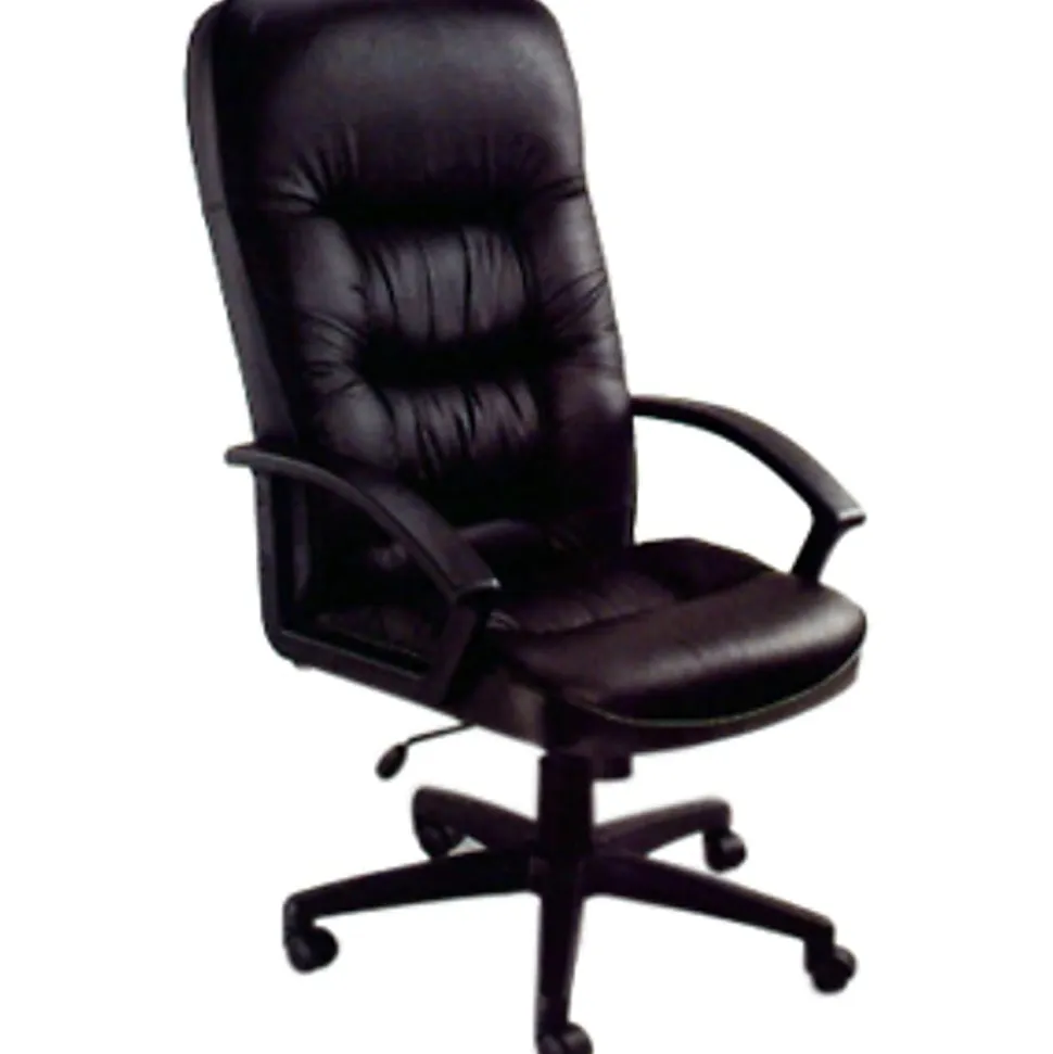 Boss Office Products LeatherPlus High-Back Executive Chair, Black