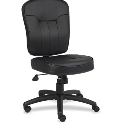 Boss Office Products LeatherPlus Mid-Back Multifunction Armless Task Chair, Black