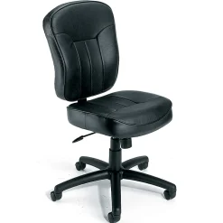 Boss Office Products LeatherPlus Mid-Back Multifunction Armless Task Chair, Black