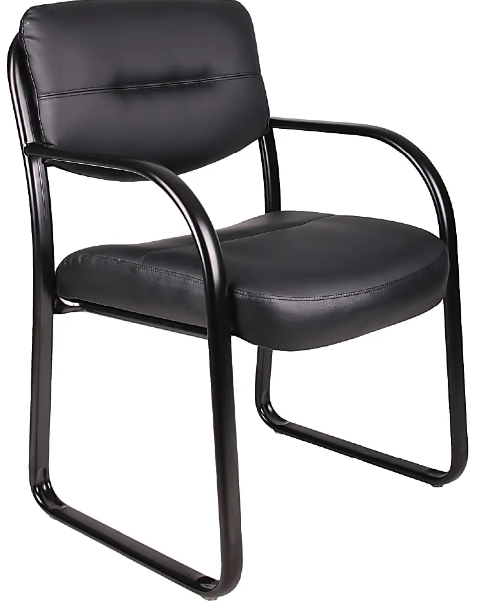 Boss Office Products LeatherPlus™ Bonded Leather Contoured Guest Chair, Black