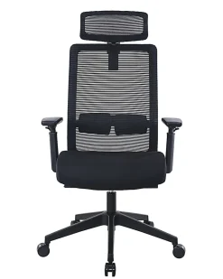 Boss Office Products Mesh High-Back Task Chair With Headrest, Black