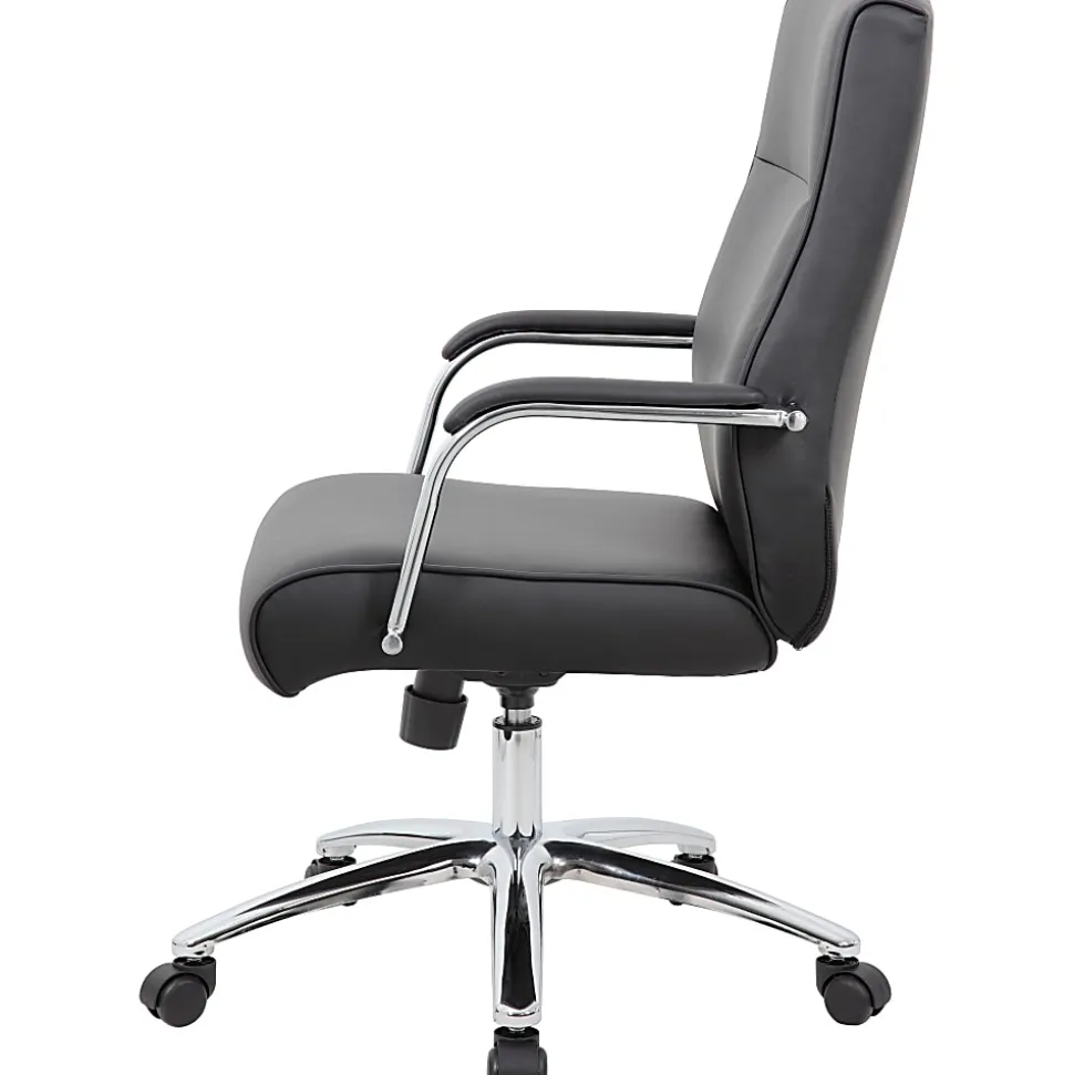 Boss Office Products Modern Executive Conference Ergonomic Chair, Caressoft™ Vinyl, Black/Chrome