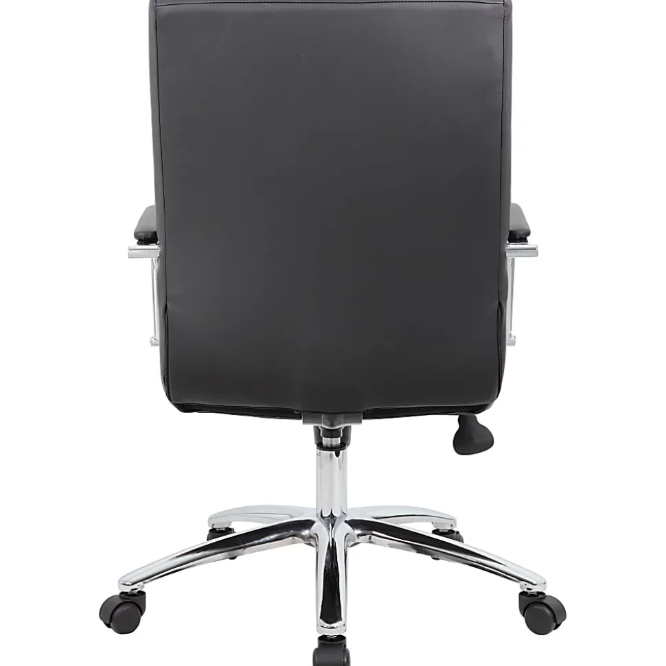 Boss Office Products Modern Executive Conference Ergonomic Chair, Caressoft™ Vinyl, Black/Chrome