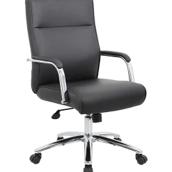Boss Office Products Modern Executive Conference Ergonomic Chair, Caressoft™ Vinyl, Black/Chrome