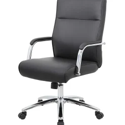 Boss Office Products Modern Executive Conference Ergonomic Chair, Caressoft™ Vinyl, Black/Chrome