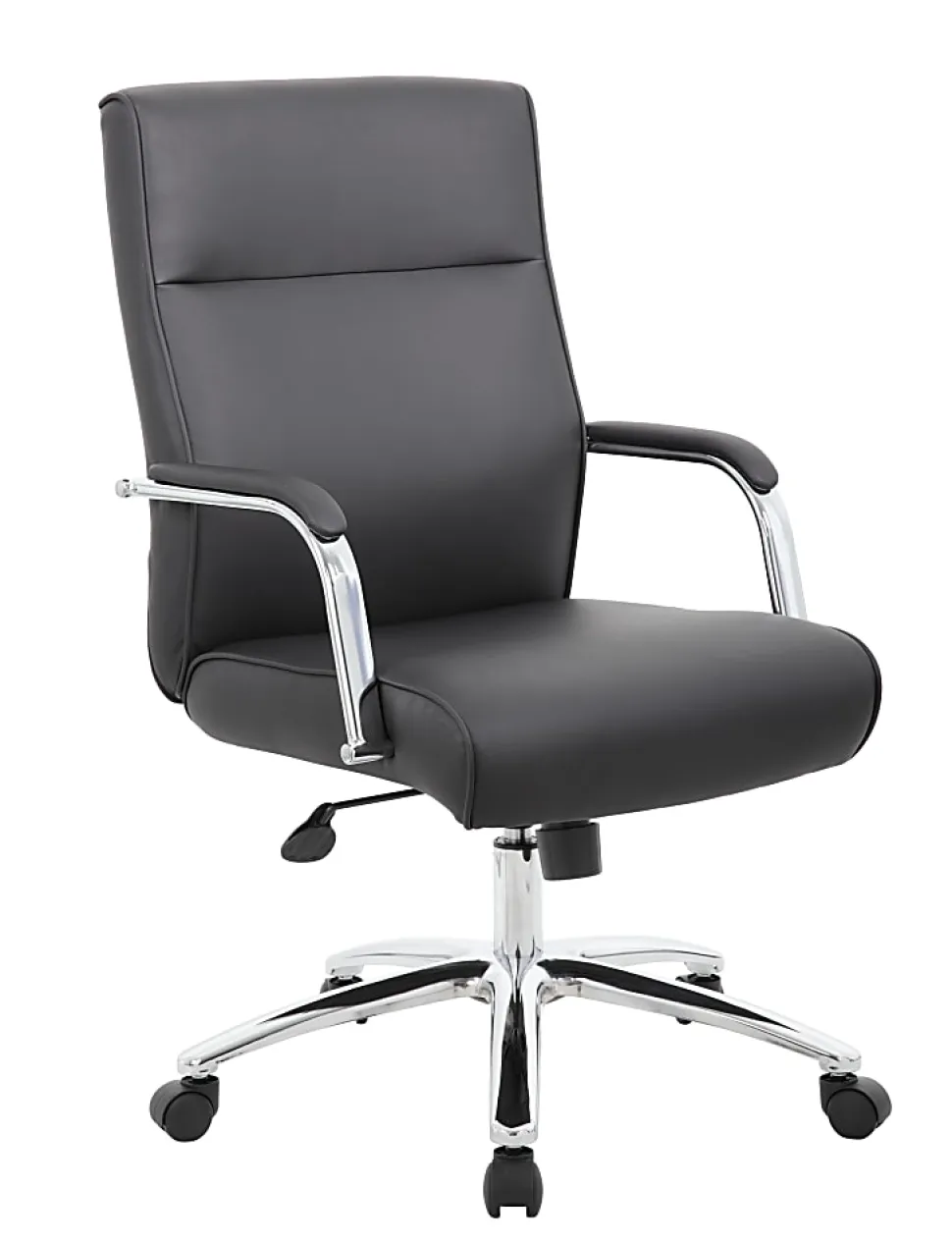 Boss Office Products Modern Executive Conference Ergonomic Chair, Caressoft™ Vinyl, Black/Chrome