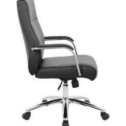 Boss Office Products Modern Executive Conference Ergonomic Chair, Caressoft™ Vinyl, Black/Chrome